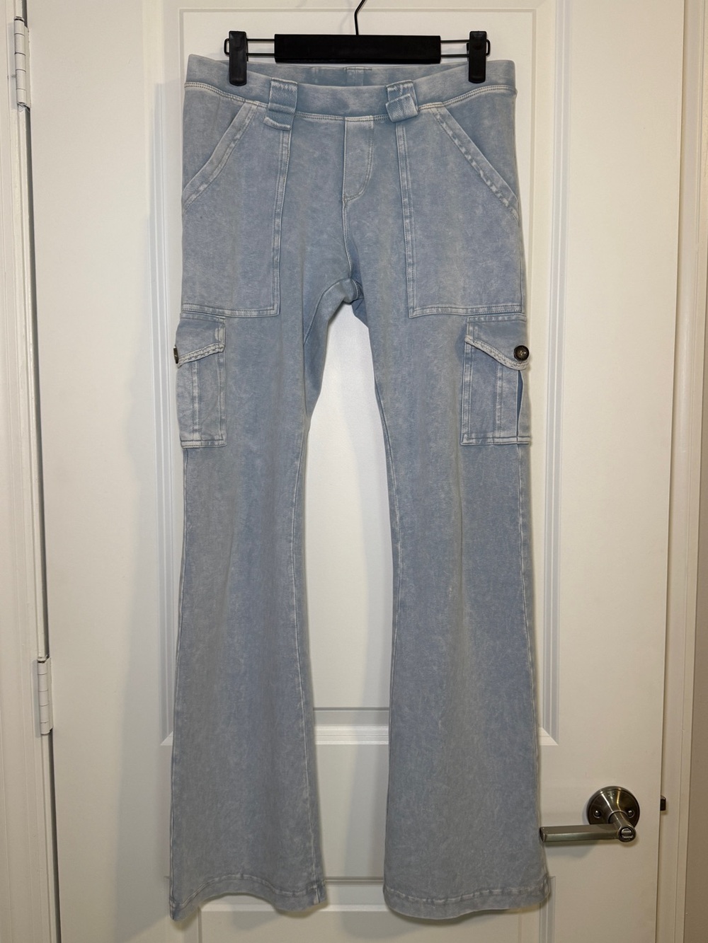 HARDTAIL Baby Blue Stretchy Cargo Flare Pants